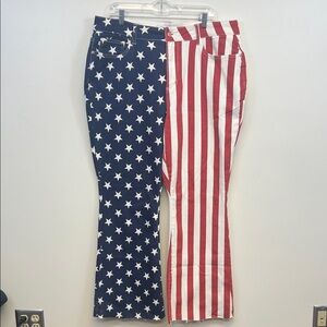 Judy Blue American Flag Denim Flare Jeans with frayed pant legs Size 20W
